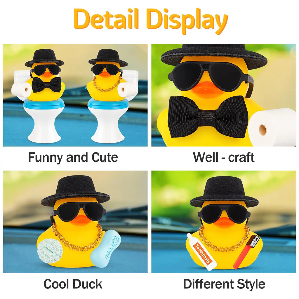 CowLost | product_id-mini-yellow-rubber-duck-with-hat-and-sunglasses-for-car-dashboard-decoration |5