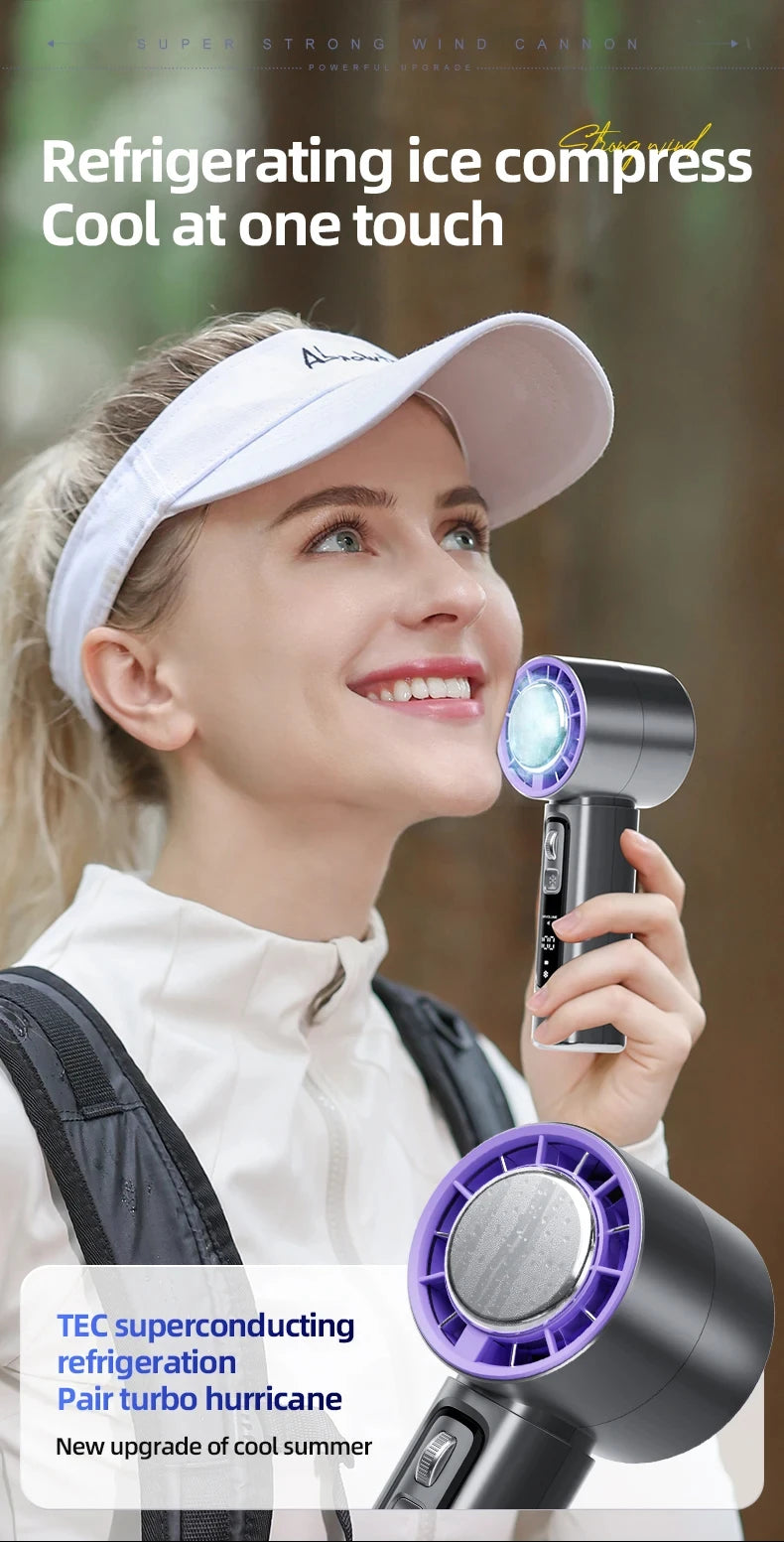 CowLost | homefish-new-semiconductor-refrigeration-high-speed-handheld-electric-fan-4000mah-usb-portable-rechargeable-outdoor-small-fan |15