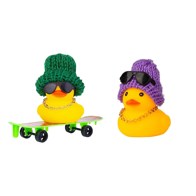 CowLost | 2-set-car-duck-mini-car-dashboard-yellow-rubber-duckies-toy-jeep-duck-party-favor-car-decoration-table-ornament-car-accessory |33