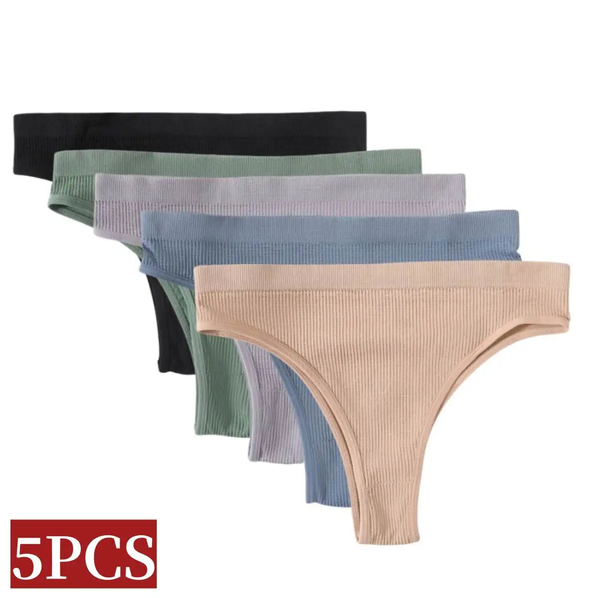 CowLost | 5pcs-set-seamless-briefs-women-brazilian-panties-sexy-lingerie-female-underpants-low-rise-bottom-solid-color-underwear-m-l |2