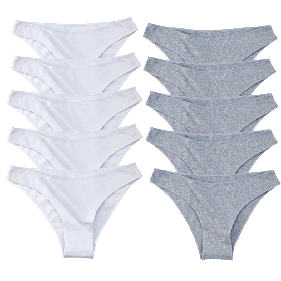 CowLost | product_id-10pcs-women-s-low-rise-seamless-cotton-briefs-solid-color-panties-m-xxl |24