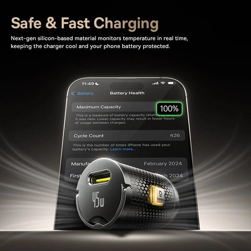 CowLost | baseus-45w-mini-car-charger-qc-pd-pps-ufcs-fast-charging |5