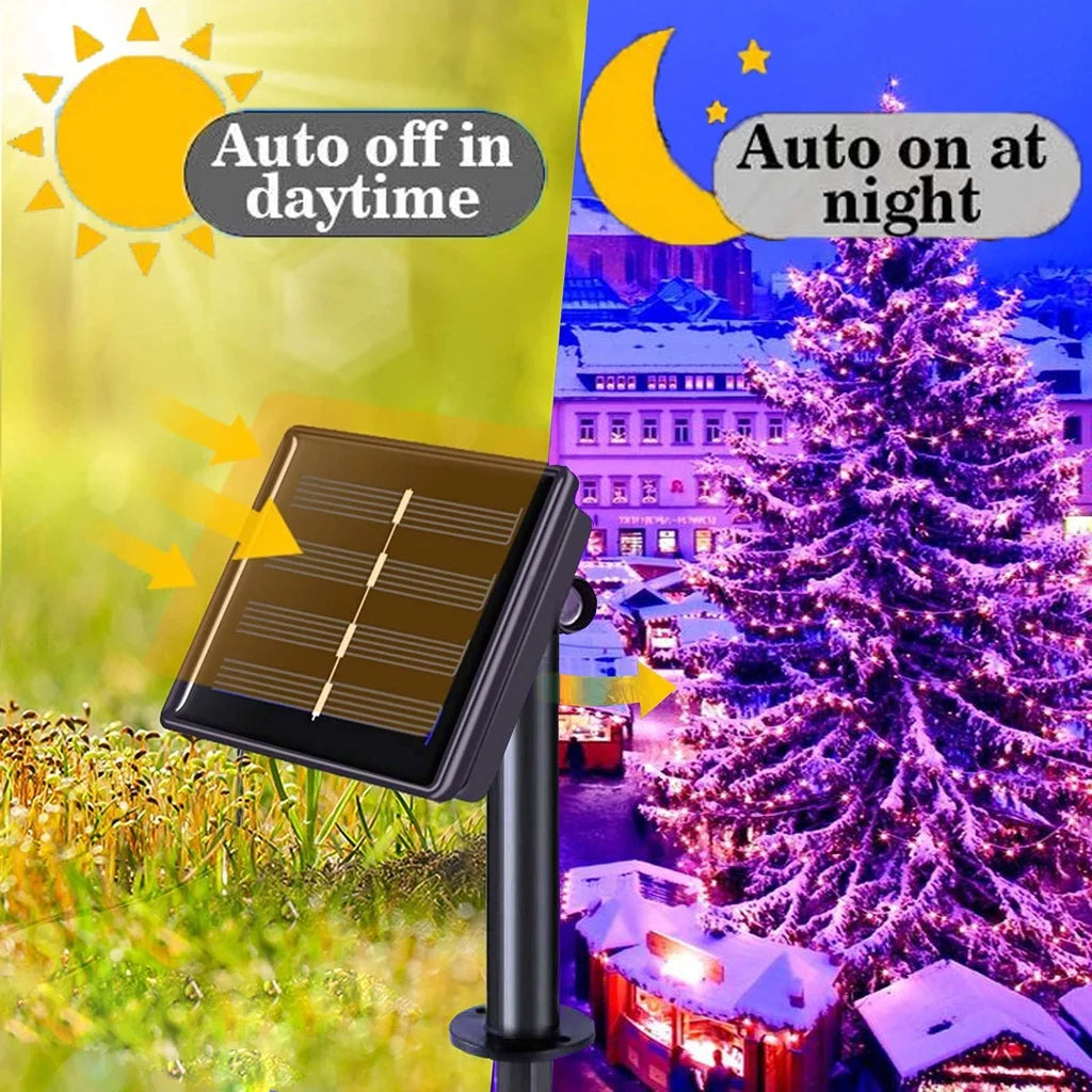 Solar Outdoor Fairy String Lights, 50-300 LED Copper Silver Wire, Waterproof, 8 Modes for Christmas & Wedding
