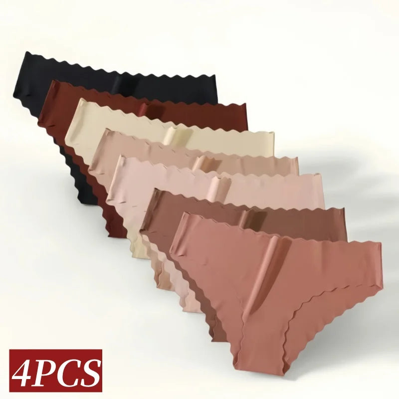 CowLost | product_id-4pcs-womens-mid-rise-seamless-ice-silk-briefs-xs-xl-no-show-solid-panties |2