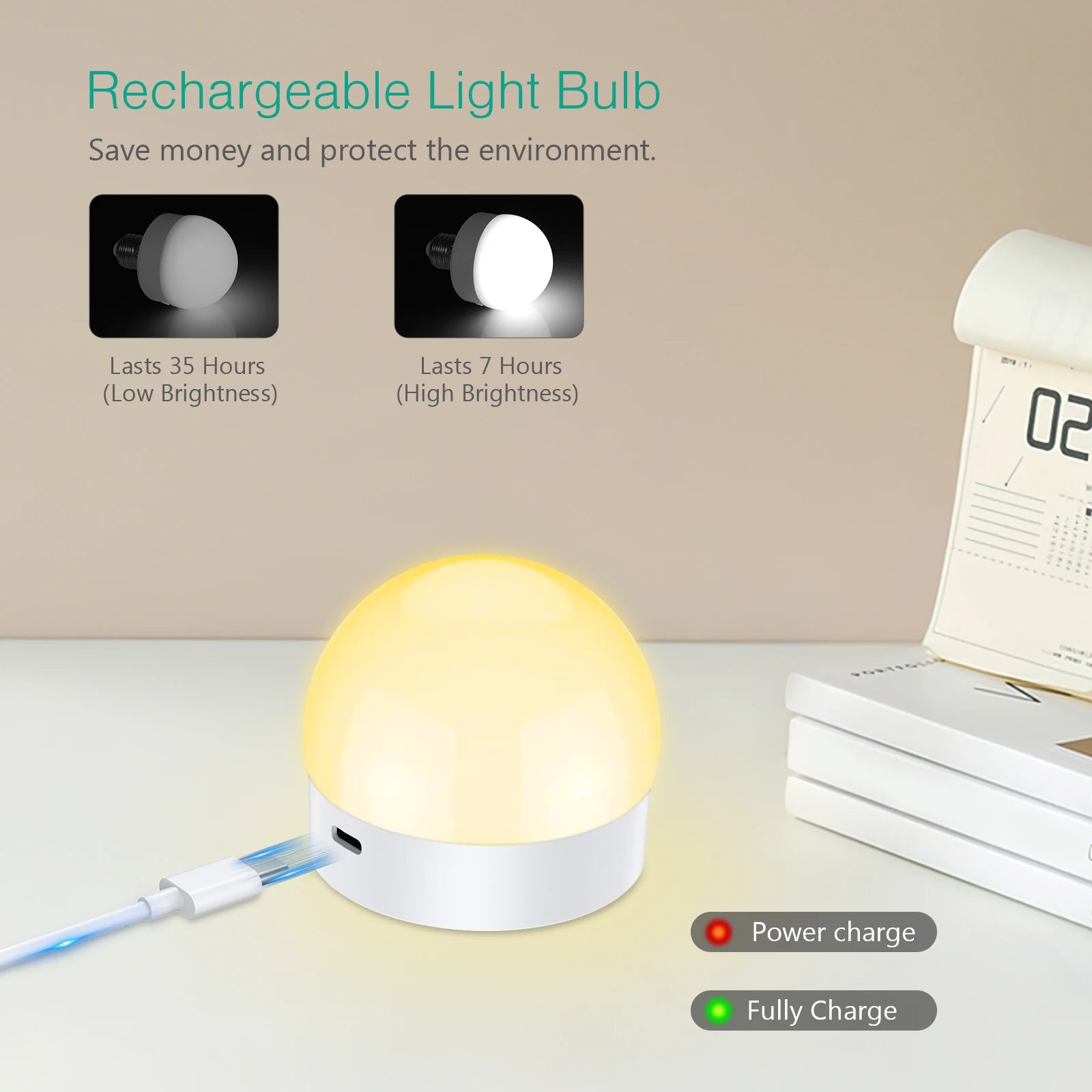 ORIA Rechargeable E26/E27 LED Bulb with Remote, 3 Color Temperatures & RGB for Bedroom/Living Room