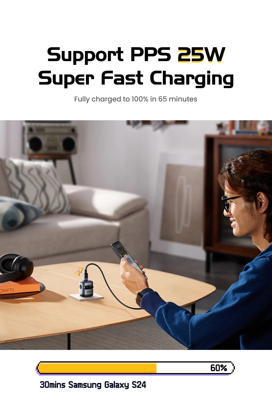 CowLost | ugreen-30w-gan-charger-2nd-gen-robot-qc4-0-3-0-pps-pd3-0-fast-charger |10