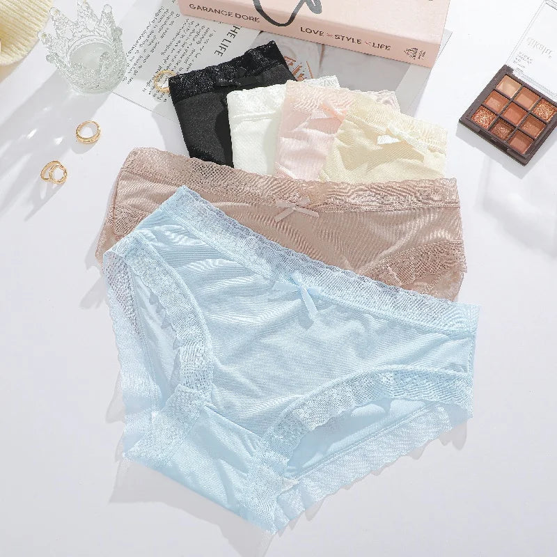CowLost | activewear-pants-3pcs-seamless-ice-silk-lace-panties-set |11