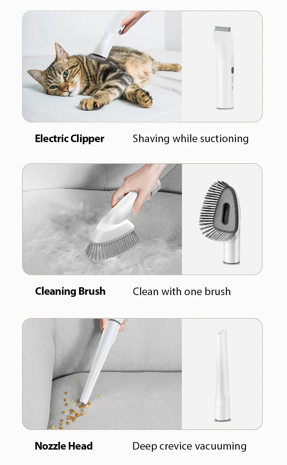CowLost | pet-beds-rojeco-5-in-1-pet-grooming-vacuum-kit-for-cat-dog-hair |12