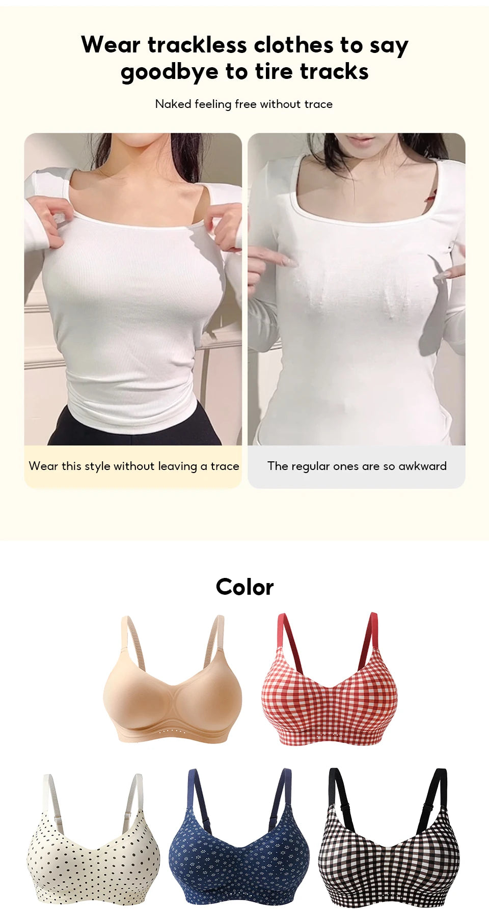CowLost | product_id-fallsweet-red-plaid-wireless-seamless-push-up-bra-for-women |10