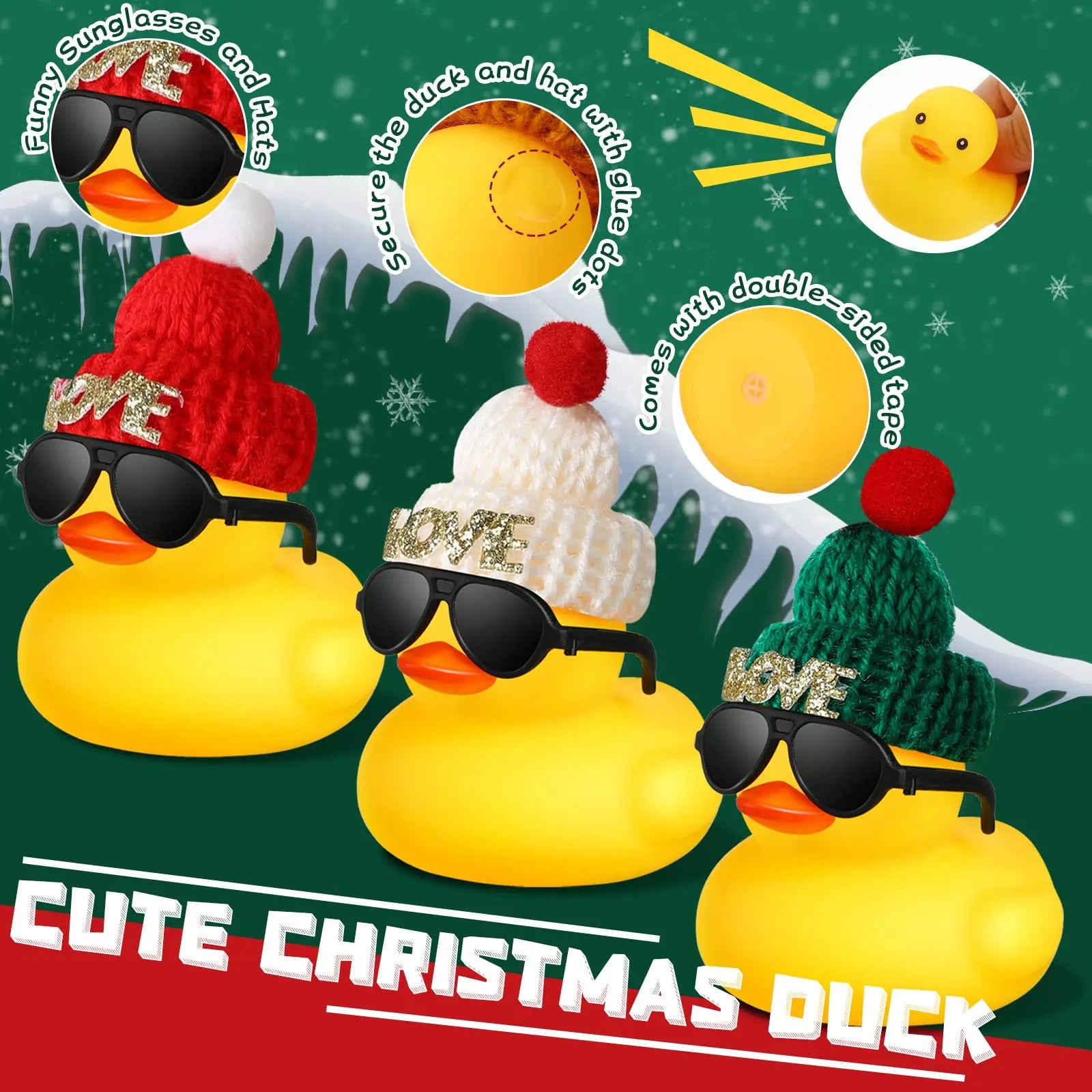 CowLost | product_id-6-12-24-mini-rubber-ducks-bulk-set-with-plush-hat-for-christmas-valentine-party-favor |4