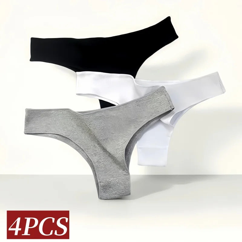 CowLost | product_id-4-pack-womens-cotton-breathable-low-waist-solid-briefs-m-xl |2