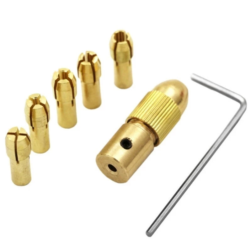 CowLost | product_id-7pcs-brass-mini-drill-chuck-set-keyless-quick-release-adapter-for-electric-motor-shaft |4