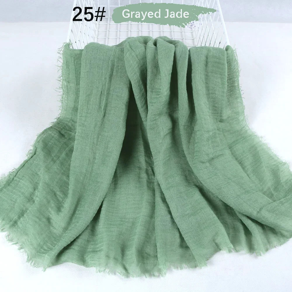 180X90CM Muslim Women Crinkle Hijab Soft Cotton Scarf