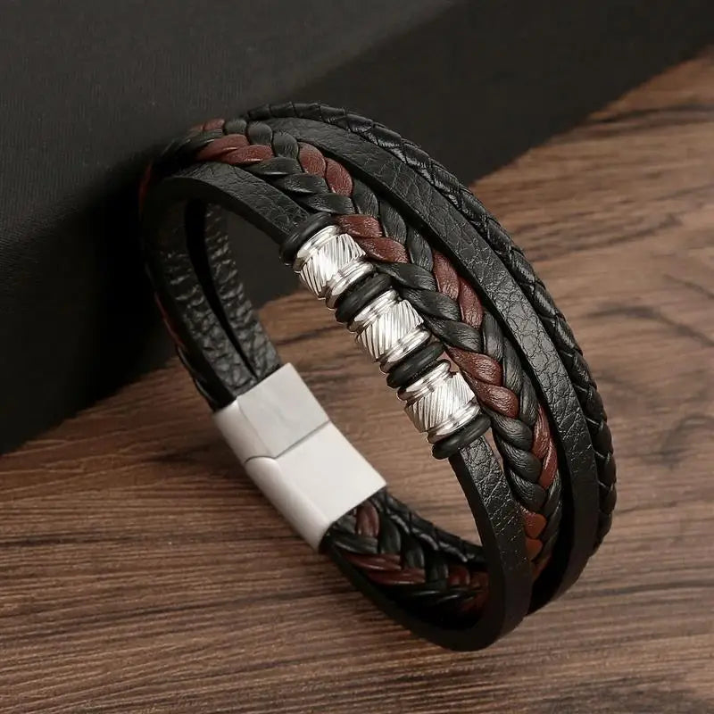 CowLost | jiayiqi-punk-beads-charm-men-bracelet-stainless-steel-magnetic-clasp-braided-mutilayer |38