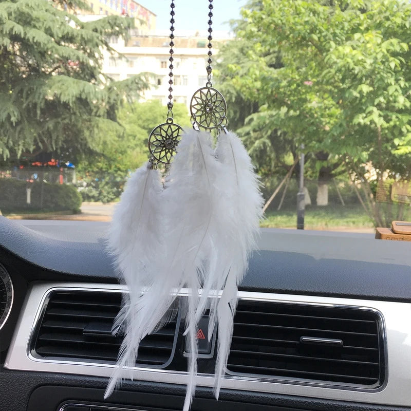 CowLost | product_id-mini-dream-catcher-car-pendant-wind-chime-feather-decoration-handmade-gift |10