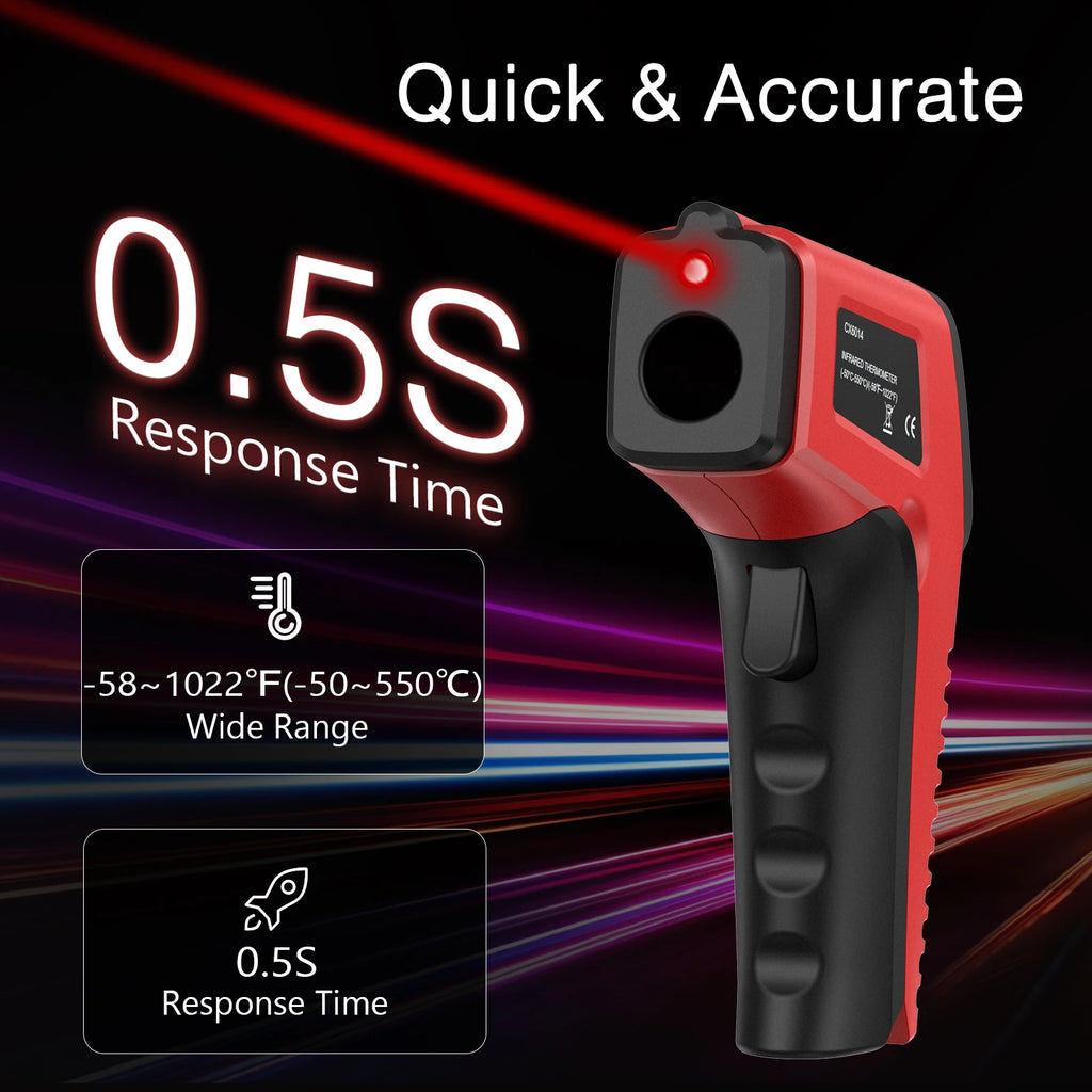 ORIA Infrared Non-Contact Thermometer Gun with Backlit Display and C/F Switch for Industrial and Cooking Use