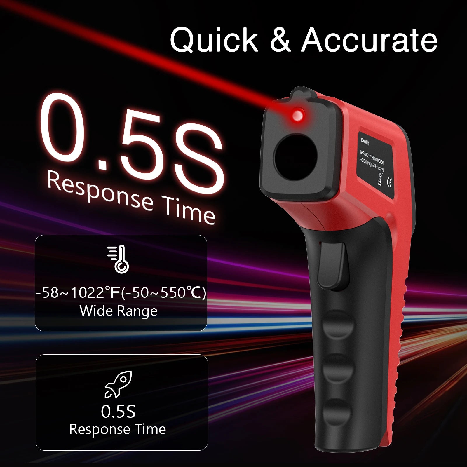ORIA Infrared Non-Contact Thermometer Gun with Backlit Display and C/F Switch for Industrial and Cooking Use