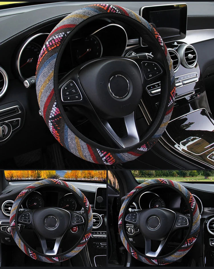 CowLost | rings-product_id-ethnic-style-linen-steering-wheel-cover-with-elastic-band-for-14-5-15-inch-wheels |7