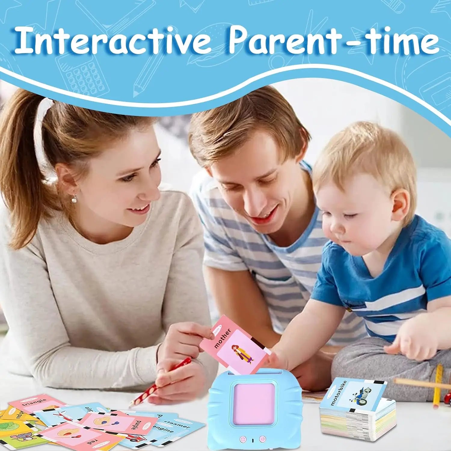 Talking Flashcards Learning Machine with Audio for Toddlers - English, Spanish, Italian, Arabic Educational Toy Gift
