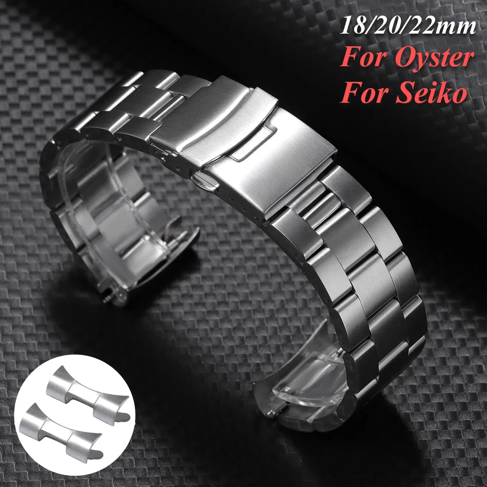 CowLost | watch-bands-product_id-stainless-steel-curved-end-band-18mm-22mm-replacement-strap-for-seiko-skx007-skx009-oyster-watch |1