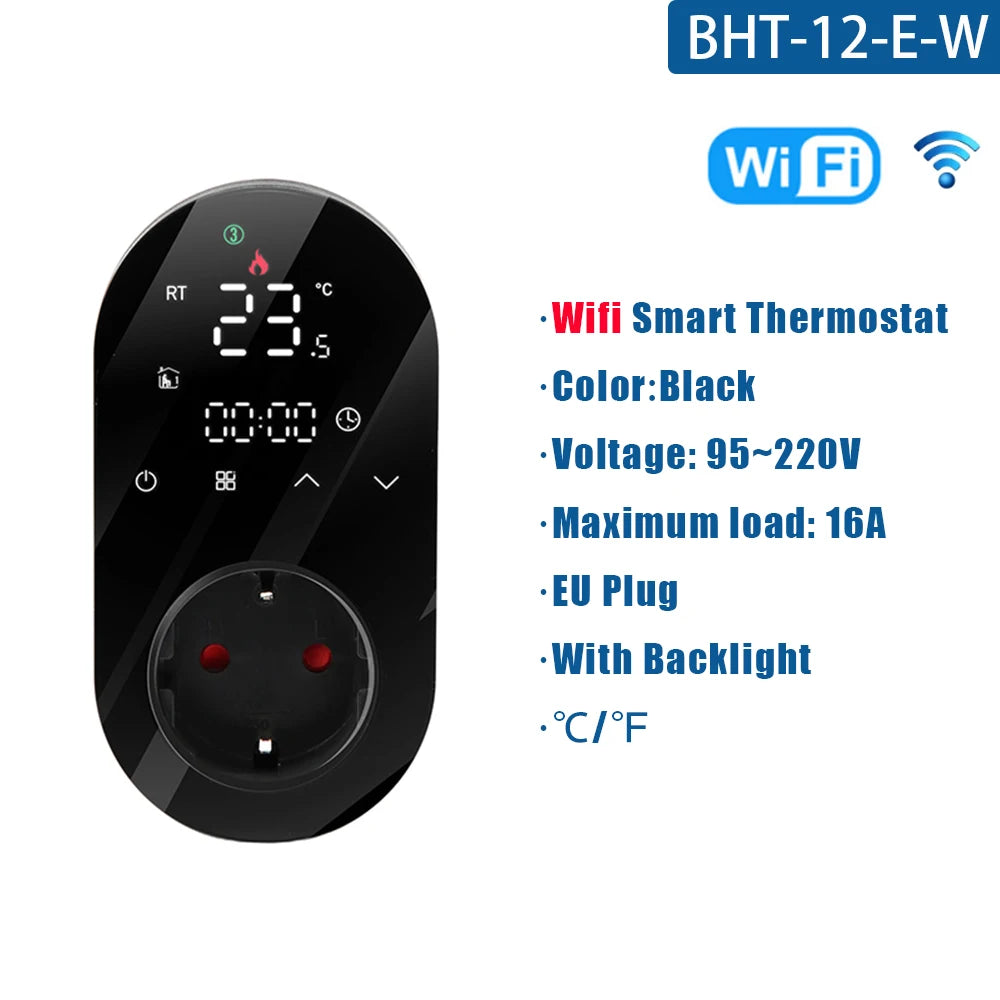 Tuya WiFi Smart Thermostat Socket 16A 220V APP Temperature Controller EU Plug