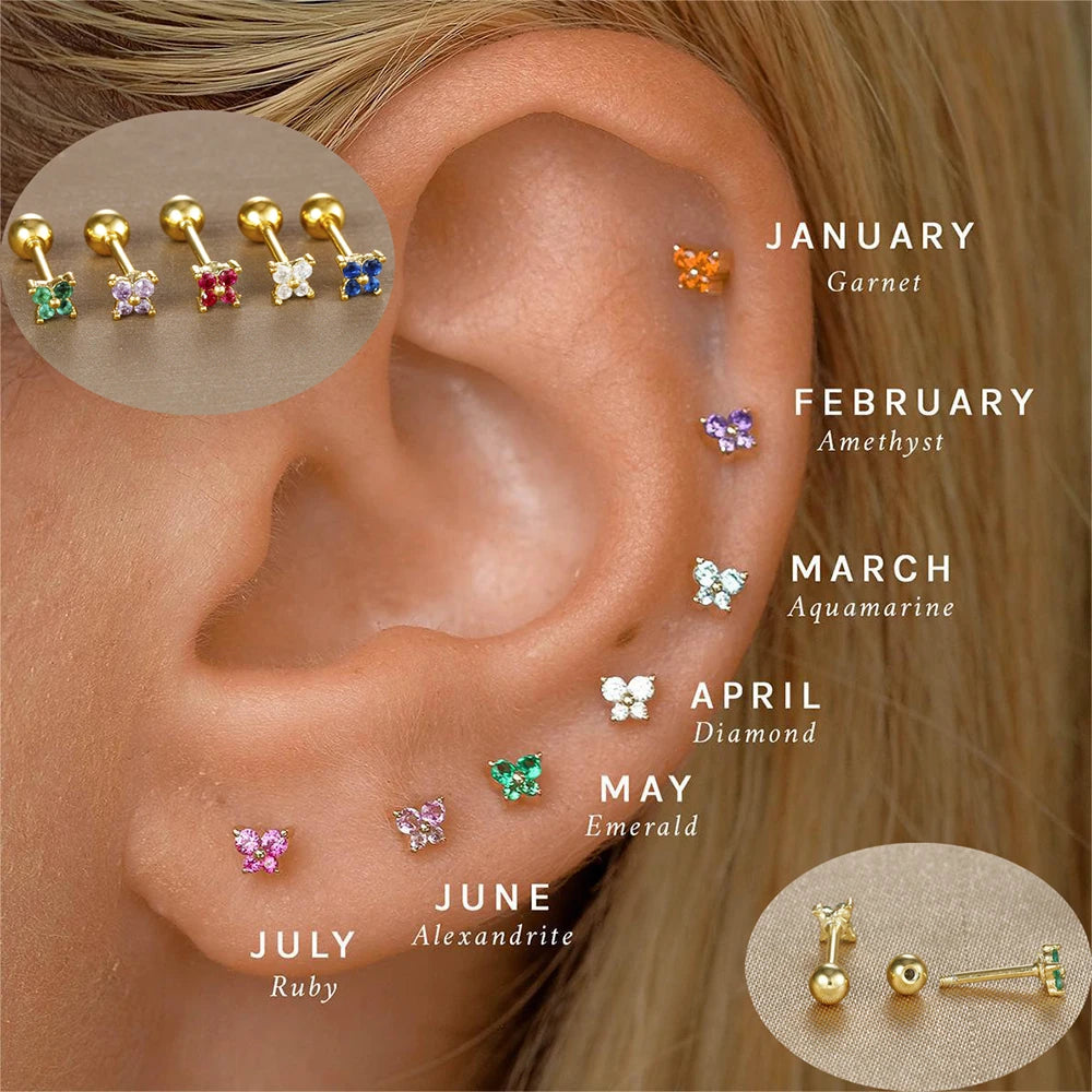 CowLost | business-card-cases-stainless-steel-birthstone-mini-stud-earrings-12-constellations |9