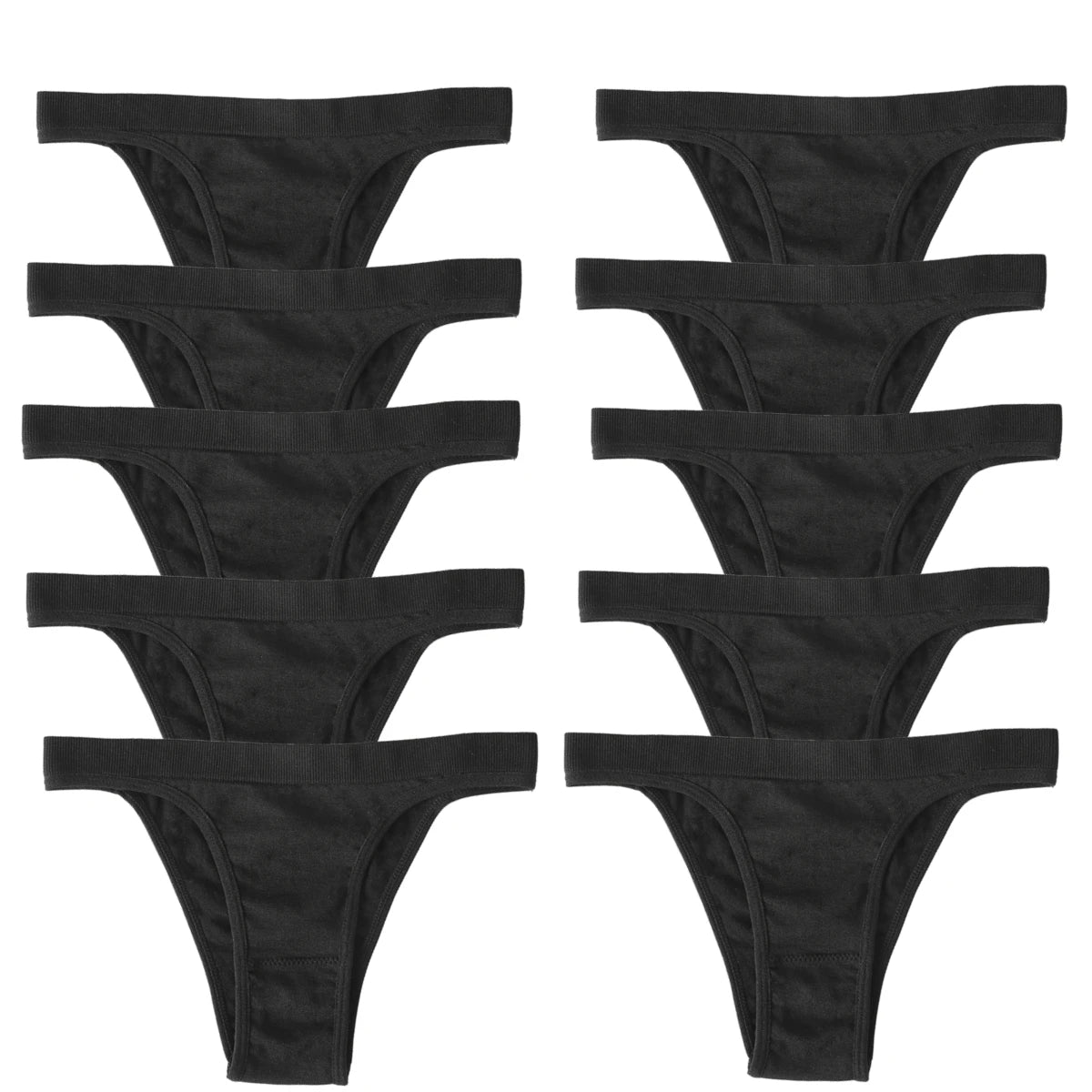 CowLost | product_id-10pcs-womens-seamless-ribbed-high-leg-sports-thong-underwear-set |18