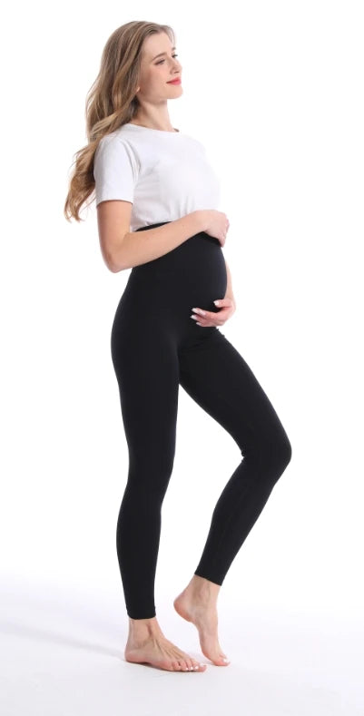 CowLost | product_id-high-waist-maternity-leggings-with-belly-support-skinny-knit-pants |8