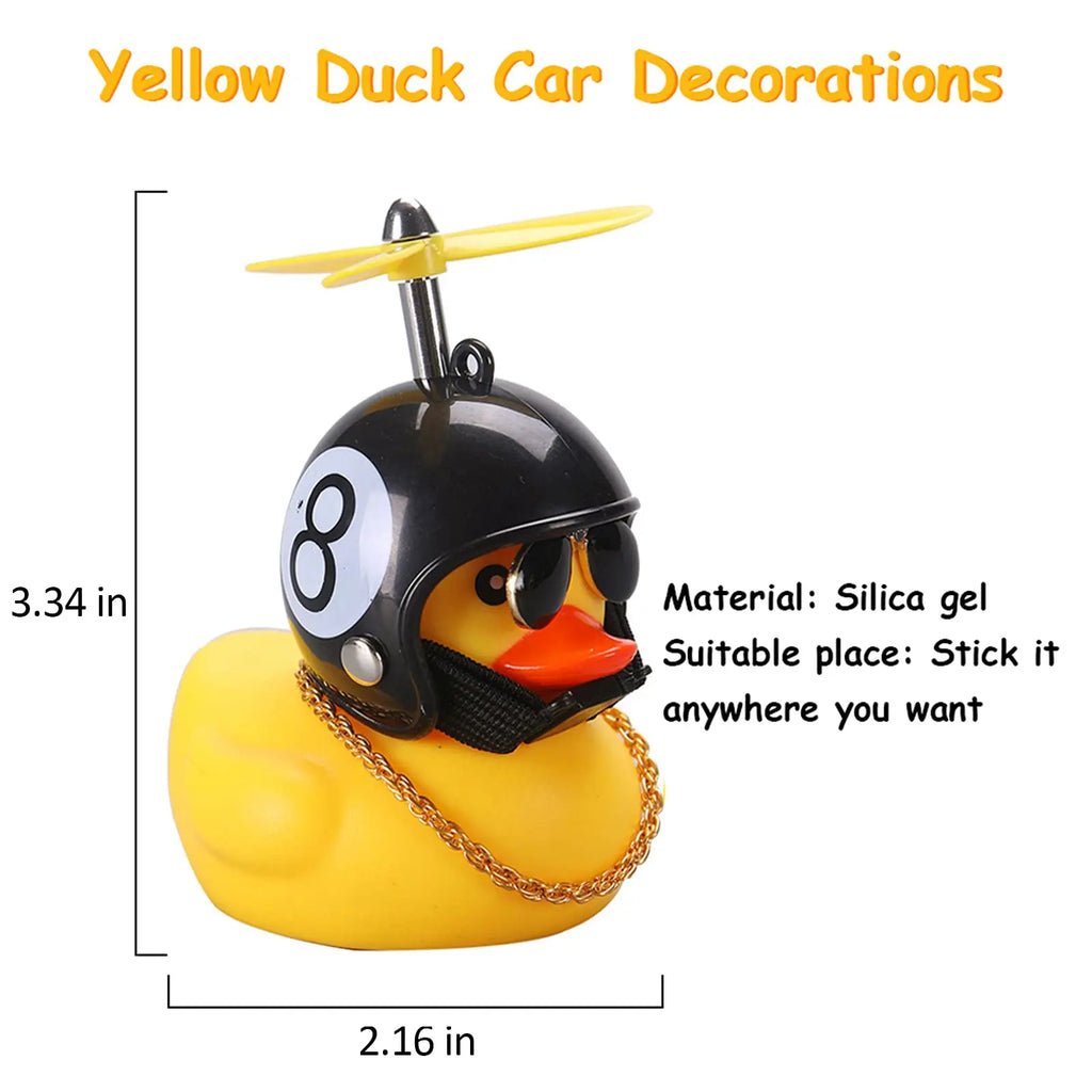 CowLost | product_id-2pc-yellow-car-duck-with-helmet-propeller-windbreaker-interior-decoration-without-light |3