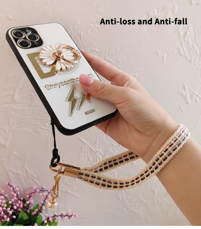 CowLost | activewear-pants-womens-short-phone-lanyard-with-woven-pearl-pendant-bracelet |10