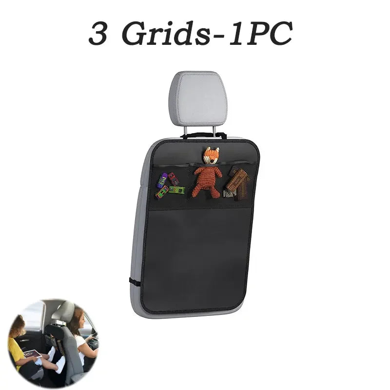 CowLost | black-seat-cover-for-kids-with-3-pocket-storage-organizer |8