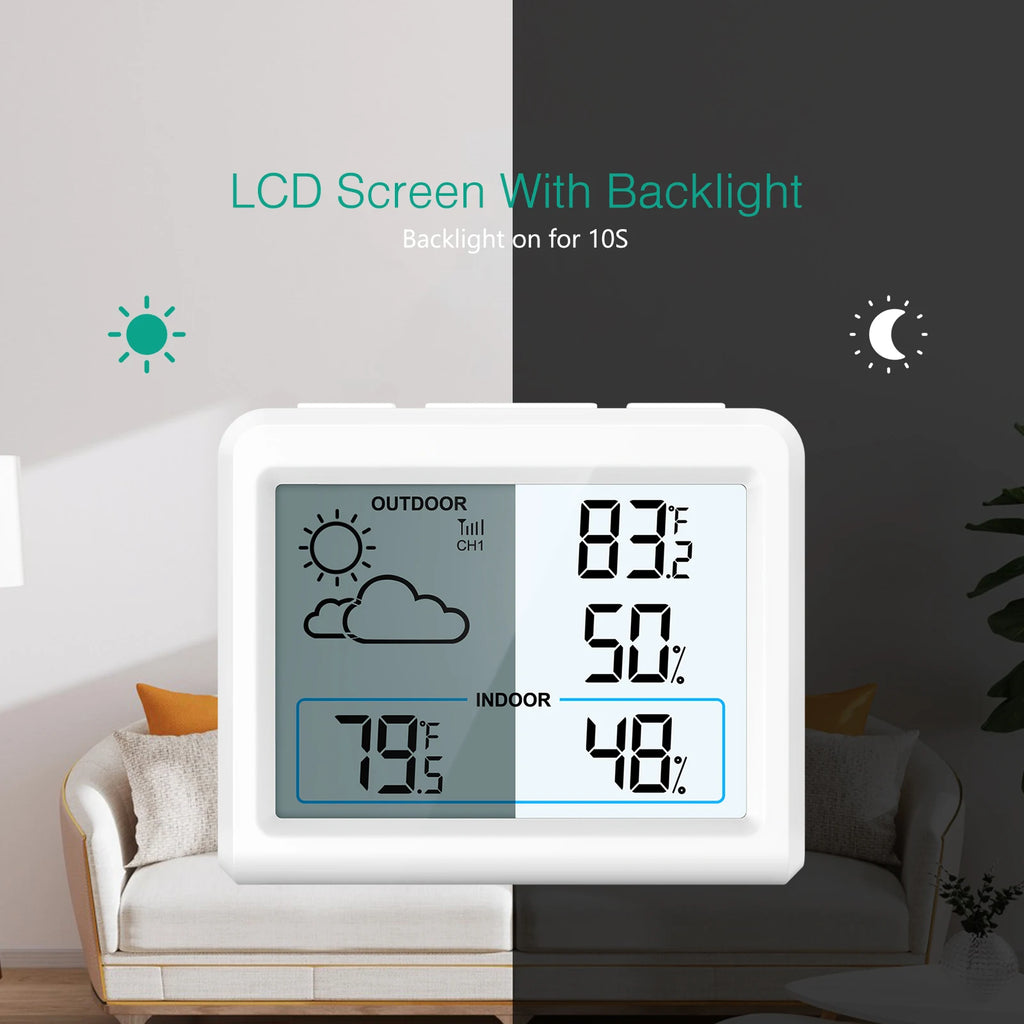 ORIA Wireless Indoor Outdoor Digital Temperature and Humidity Monitor