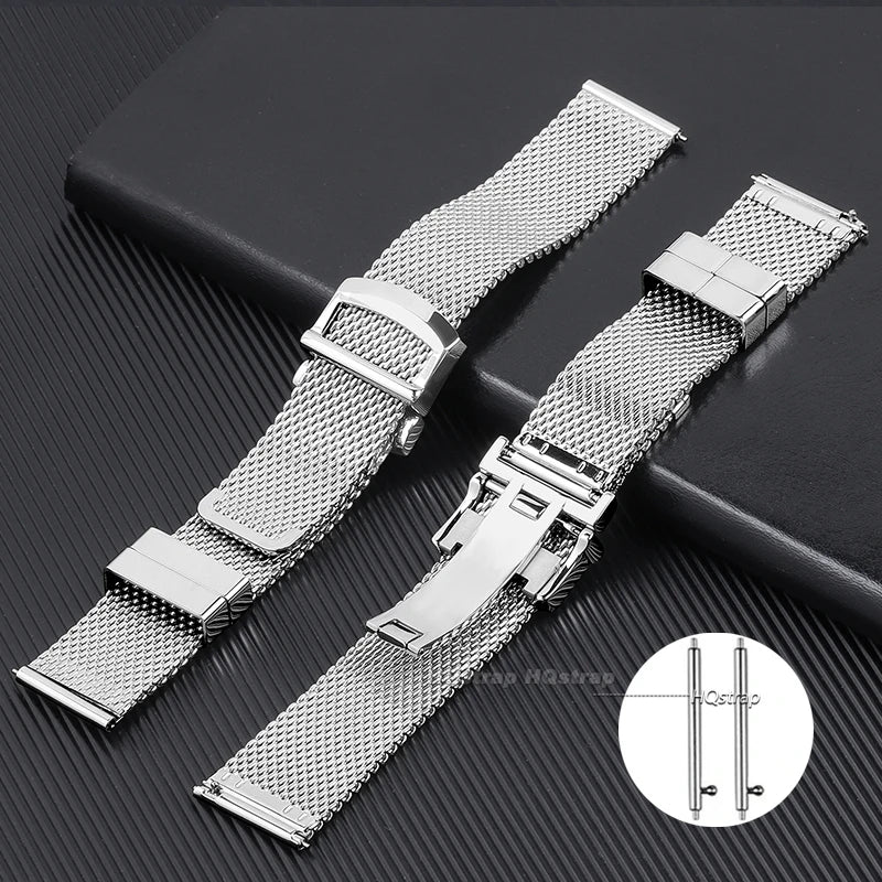 CowLost | product_id-20mm-22mm-stainless-steel-milanese-mesh-watchband-for-omega-seamaster-007-iwc-pilot-with-quick-fit-folding-buckle |2