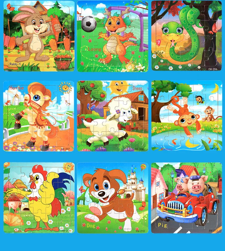 CowLost | fencing-barriers-20-piece-wooden-3d-cartoon-puzzle-educational-toy |16