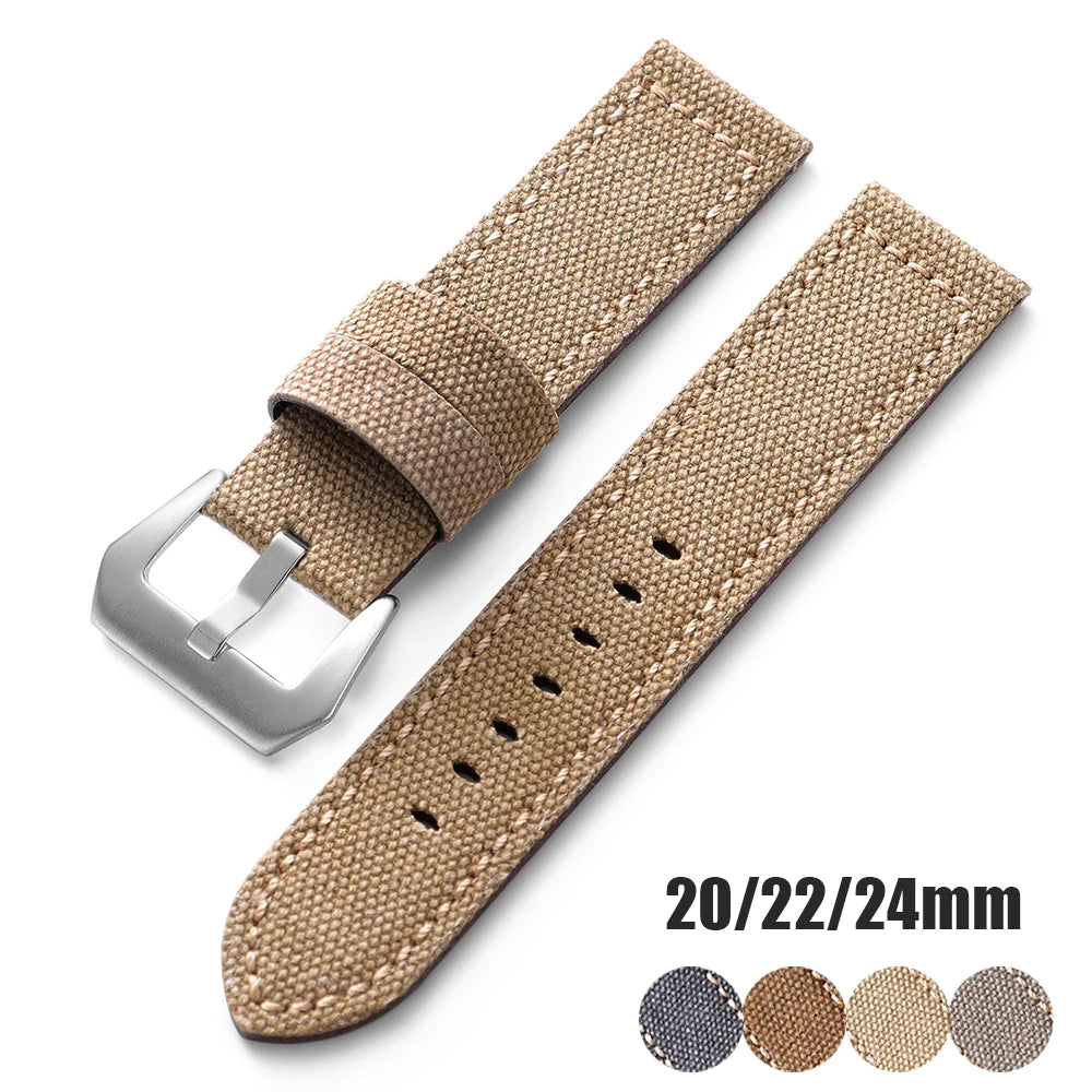 CowLost | high-quality-nylon-canvas-cowhide-strap-watchband-for-panerai-retro-denim-bracelet-20mm-22mm-24mm-men-women-watch-accessories-1 |1