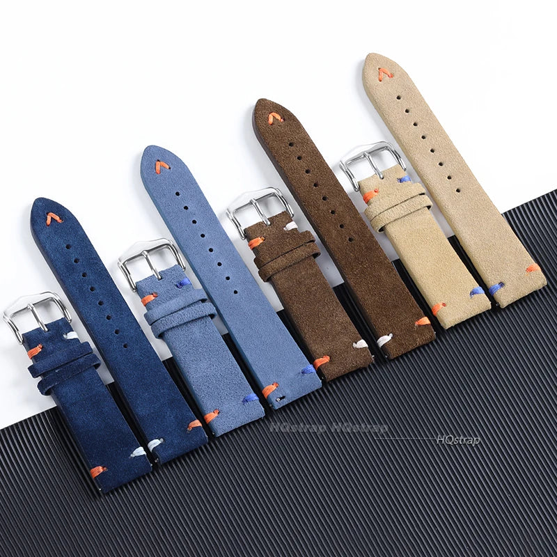 CowLost | product_id-18-20-22mm-vintage-blue-brown-suede-leather-watch-strap-replacement-band |4