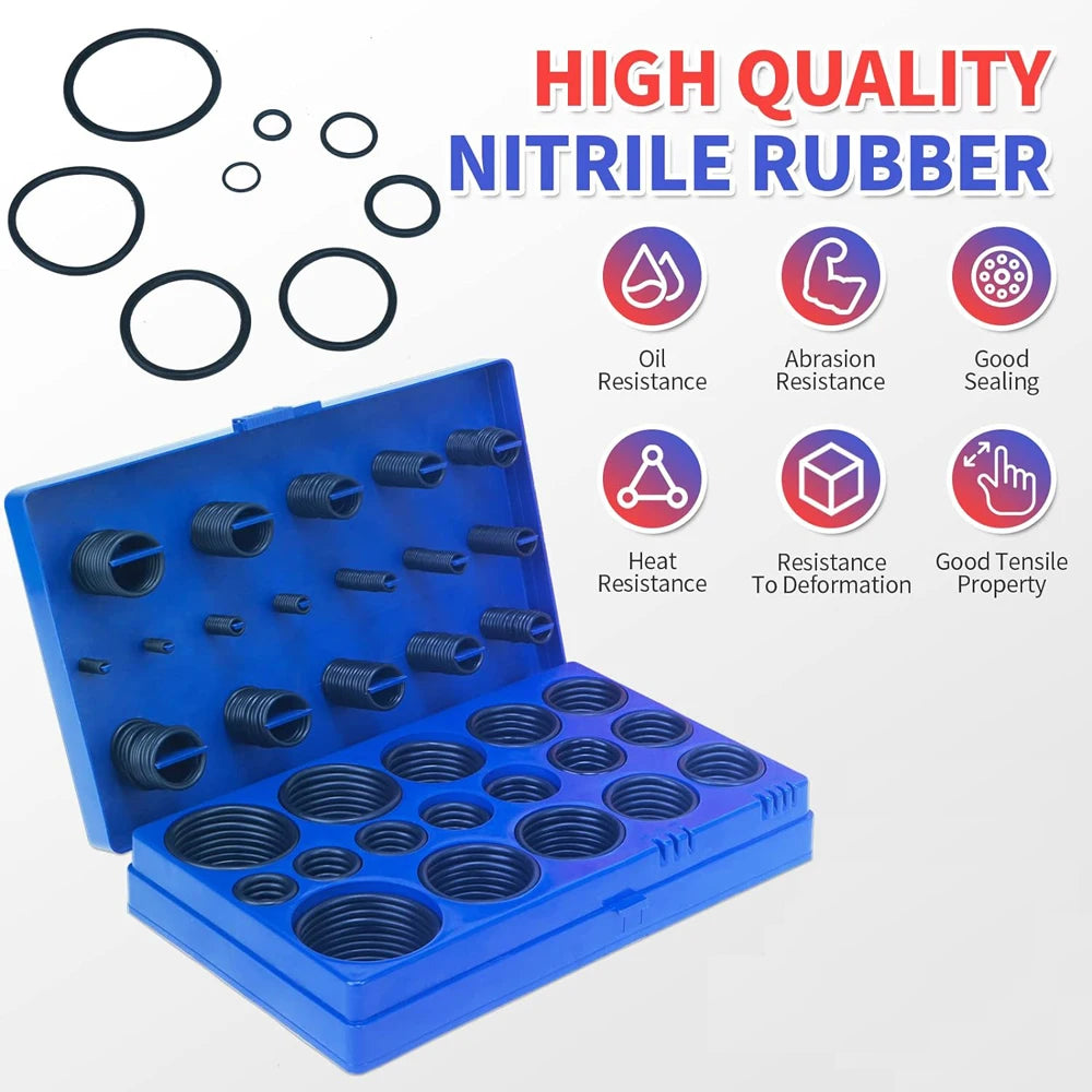 CowLost | 419-225pcs-rubber-o-ring-assortment-kit-buna-n-gasket-sealing-replacement-o-rings-32-metric-sizes-for-plumbing-faucet-repair |11