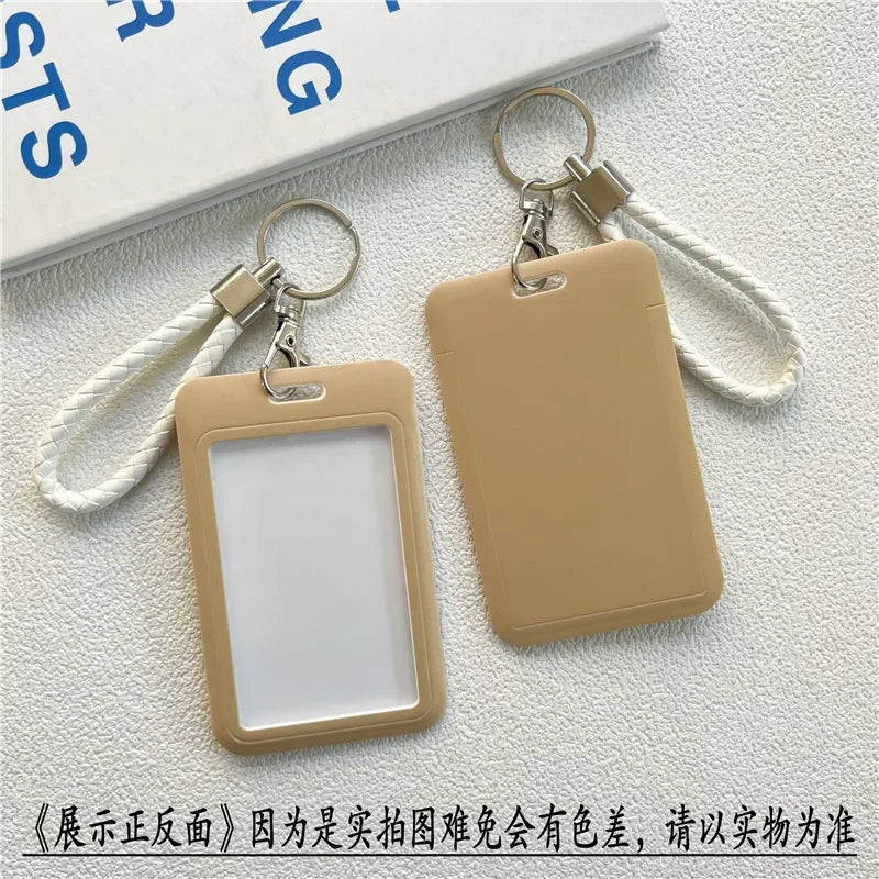 1Pc Solid Color Student Bus ID Card Protective Cover