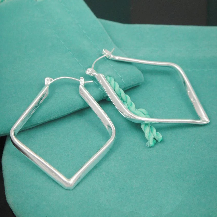 CowLost | business-card-cases-925-sterling-silver-geometric-hoop-earrings |4