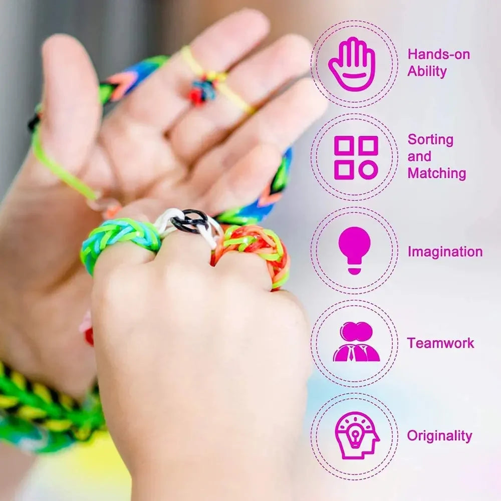 600pcs Loom Rubber Bands Refill Kit for Hair Ties and Bracelet Making DIY Craft Gift