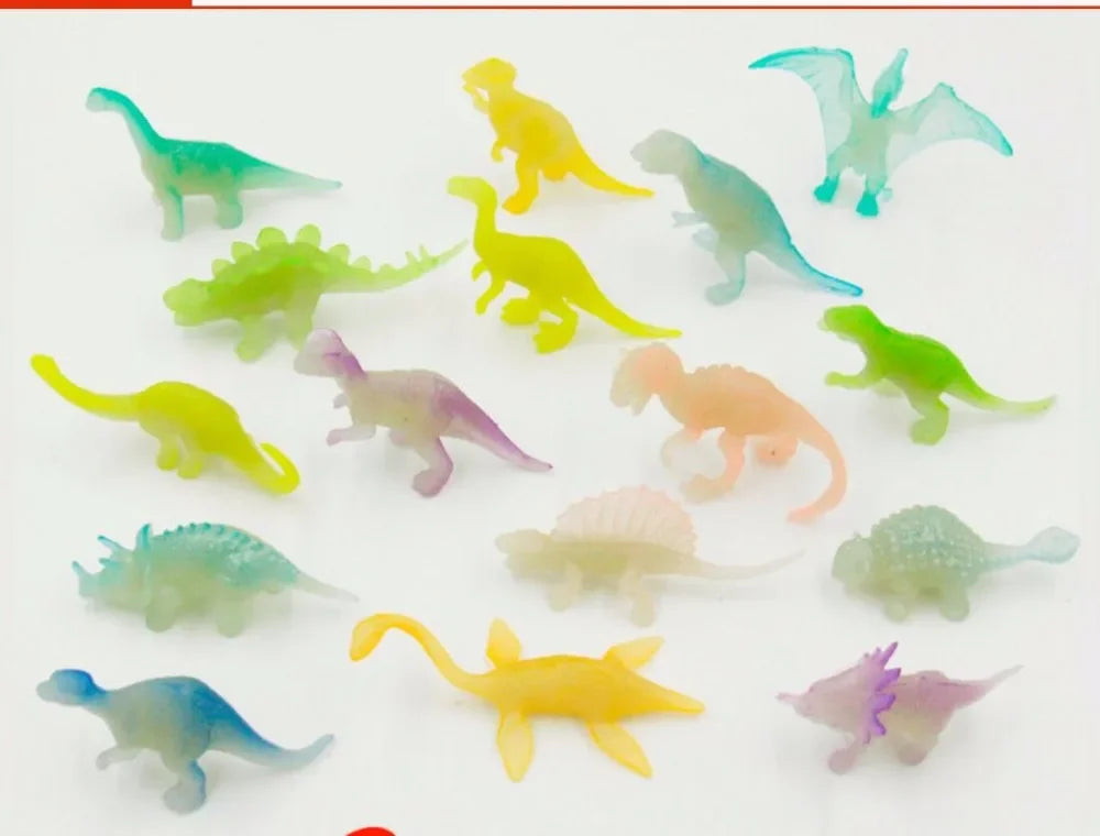 16Pcs Glow-in-the-Dark Mini Dinosaur Figure Toys Set