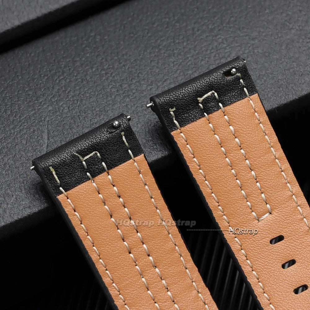 22mm Handmade Vintage Cowhide Leather Watch Band for Seiko Smartwatch Quick Release
