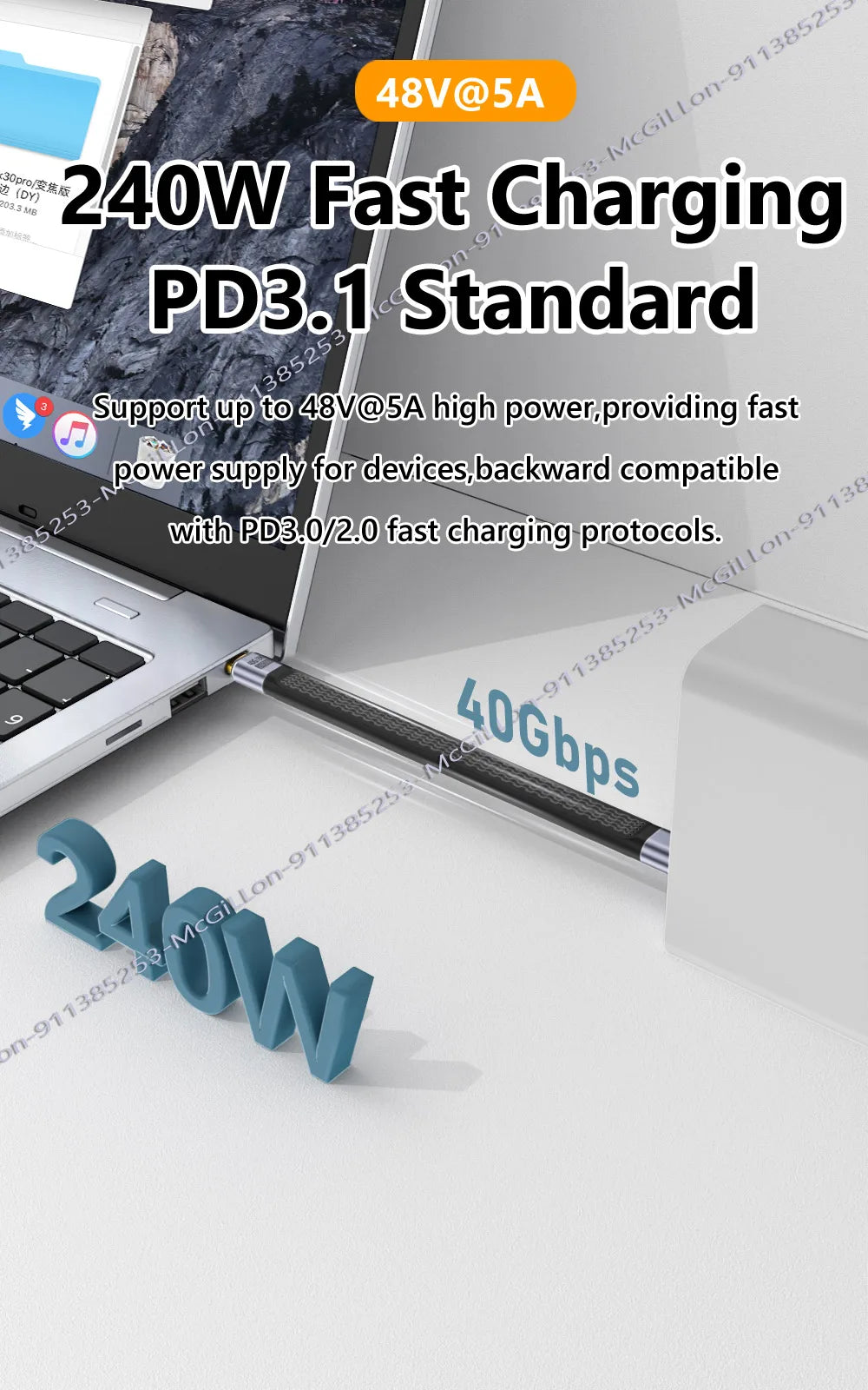 CowLost | product_id-240w-5a-usb-c-to-usb-c-thunderbolt-4-cable-40gbps-8k-60hz-fast-charge-for-macbook-samsung-xiaomi |9