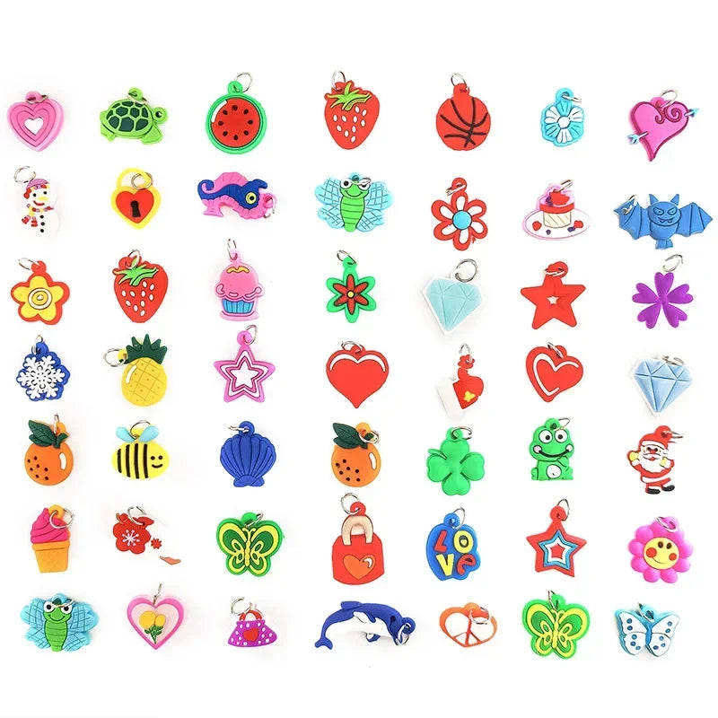 Soft Charms DIY Cartoon Animal Flower Bead Pendants for Rubber Loom Band Jewelry Making