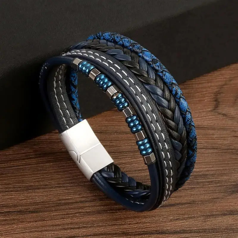 CowLost | badge-pass-holders-jiayiqi-stainless-steel-and-leather-bangle-bracelet-for-men |45