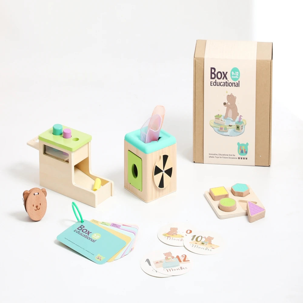 CowLost | cat-treats-8pc-wooden-montessori-toy-set-for-babies-0-12-months-early-education |6