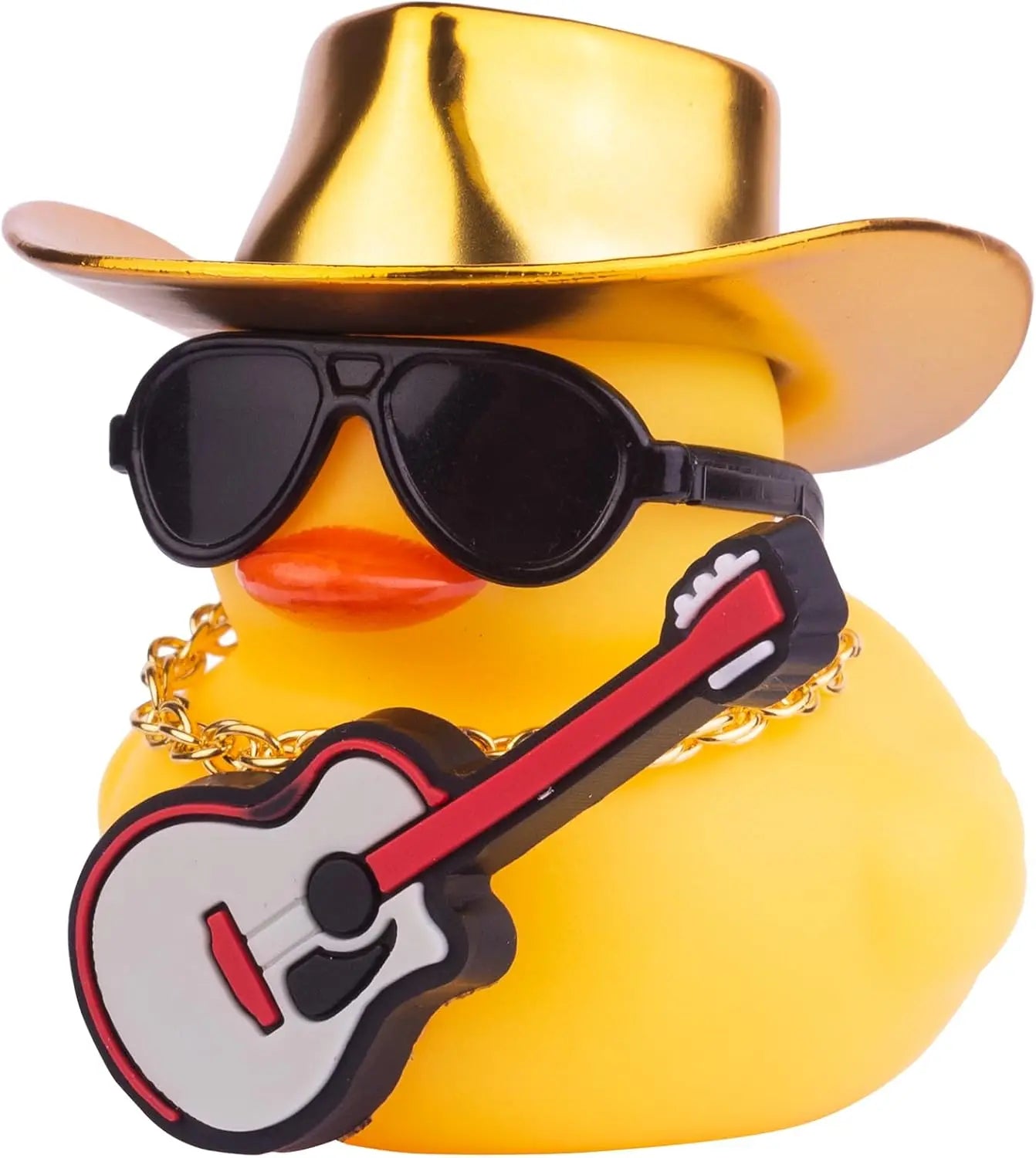 CowLost | product_id-yellow-rubber-duck-car-dashboard-decoration-with-cowboy-hat-necklace-sunglasses-and-mini-musical-instrument |11