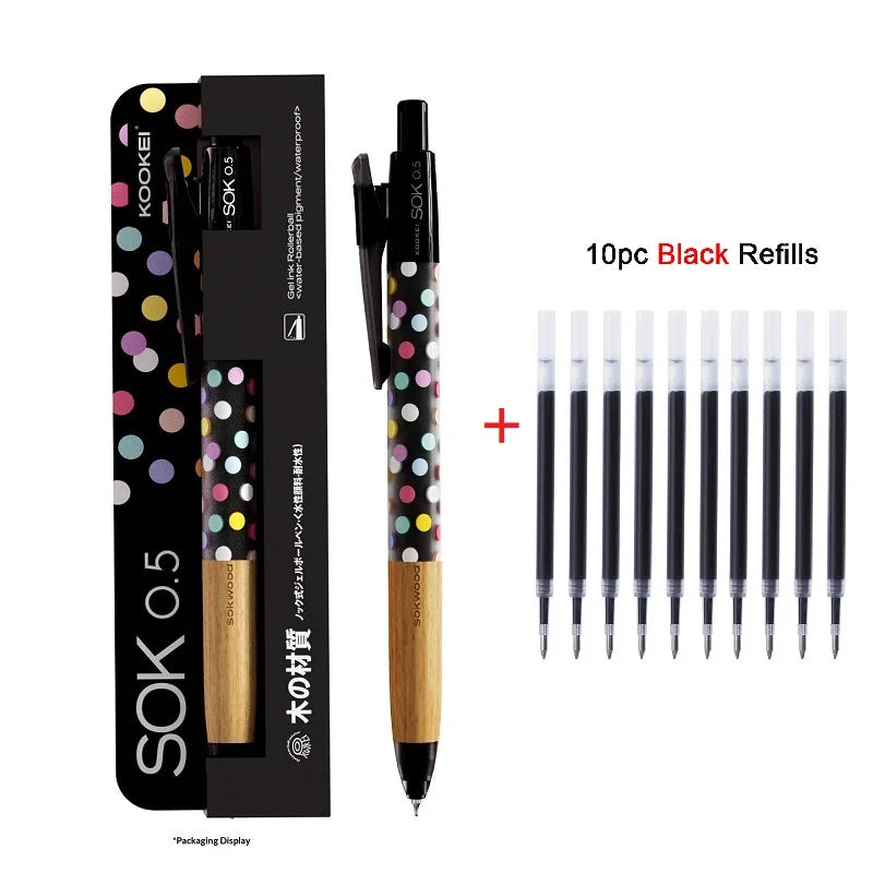 CowLost | product_id-kookei-gel-pen-with-oak-wood-handle-smooth-0-5mm-st-nib-fast-dry-ink-polka-dot-design-for-students-professionals |37