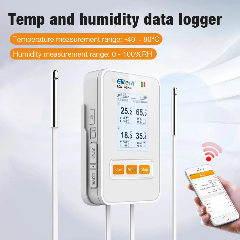 GPS RCW-360 Plus Temperature & Humidity Data Logger 100000 Sets 4G WiFi for Warehouse Monitoring