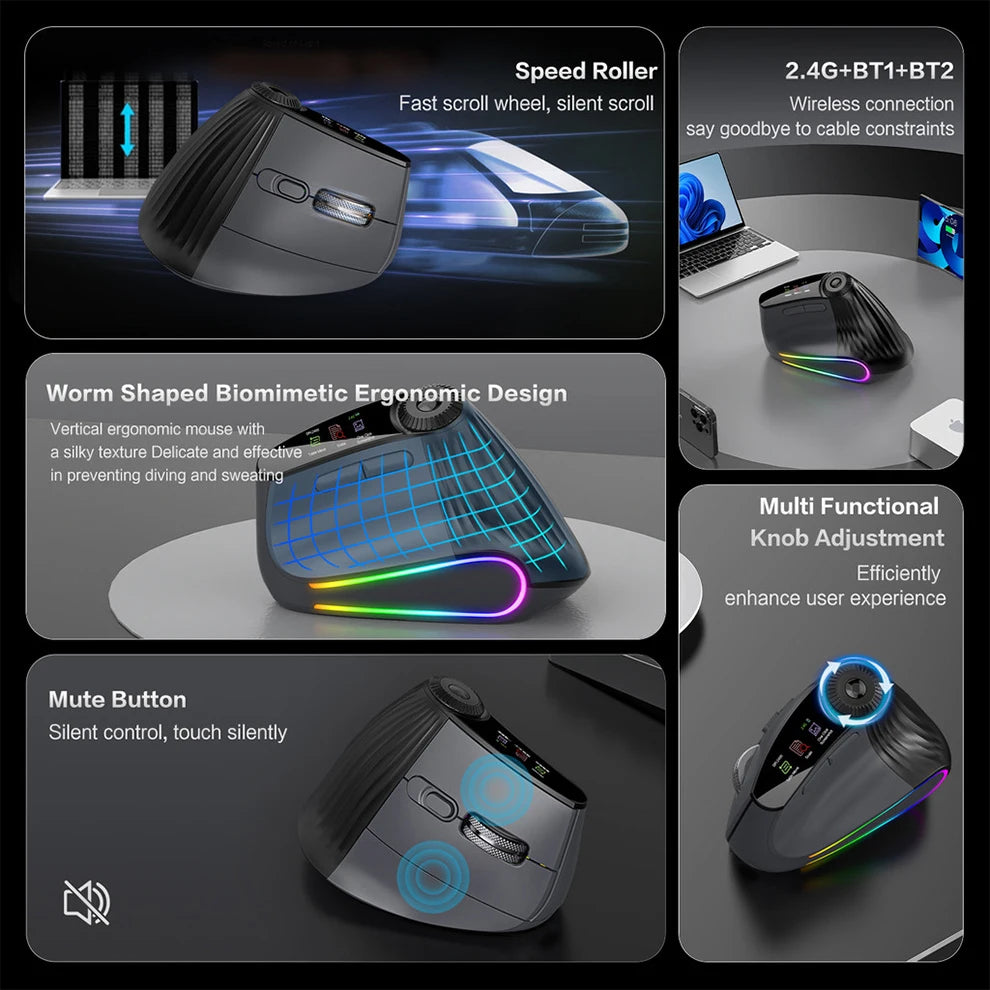 CowLost | backlit-wireless-ergonomic-mouse-with-smart-flying-scroll-function-adjustment-knob-bluetooth-2-4g-rechargeable-gaming-mouse |5
